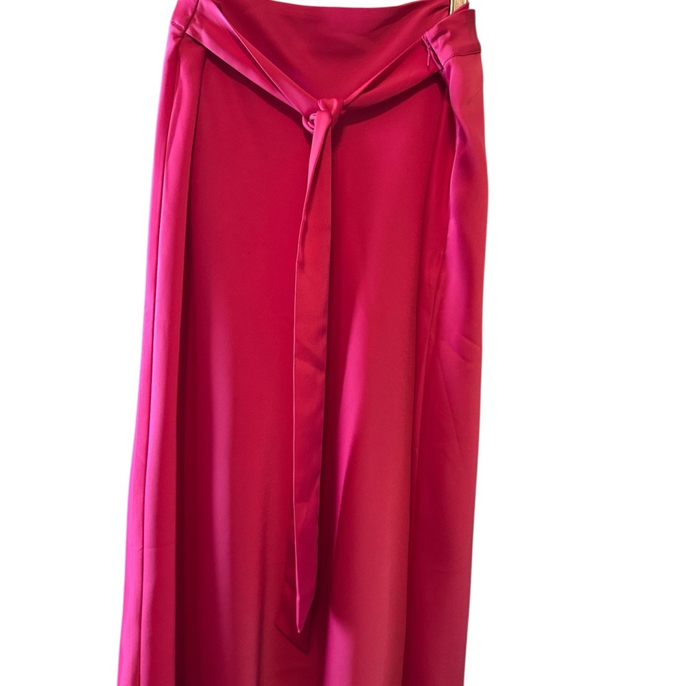 H&M Skirt Pink Womens Size 12 Tie Front Side Zipper Silky Material